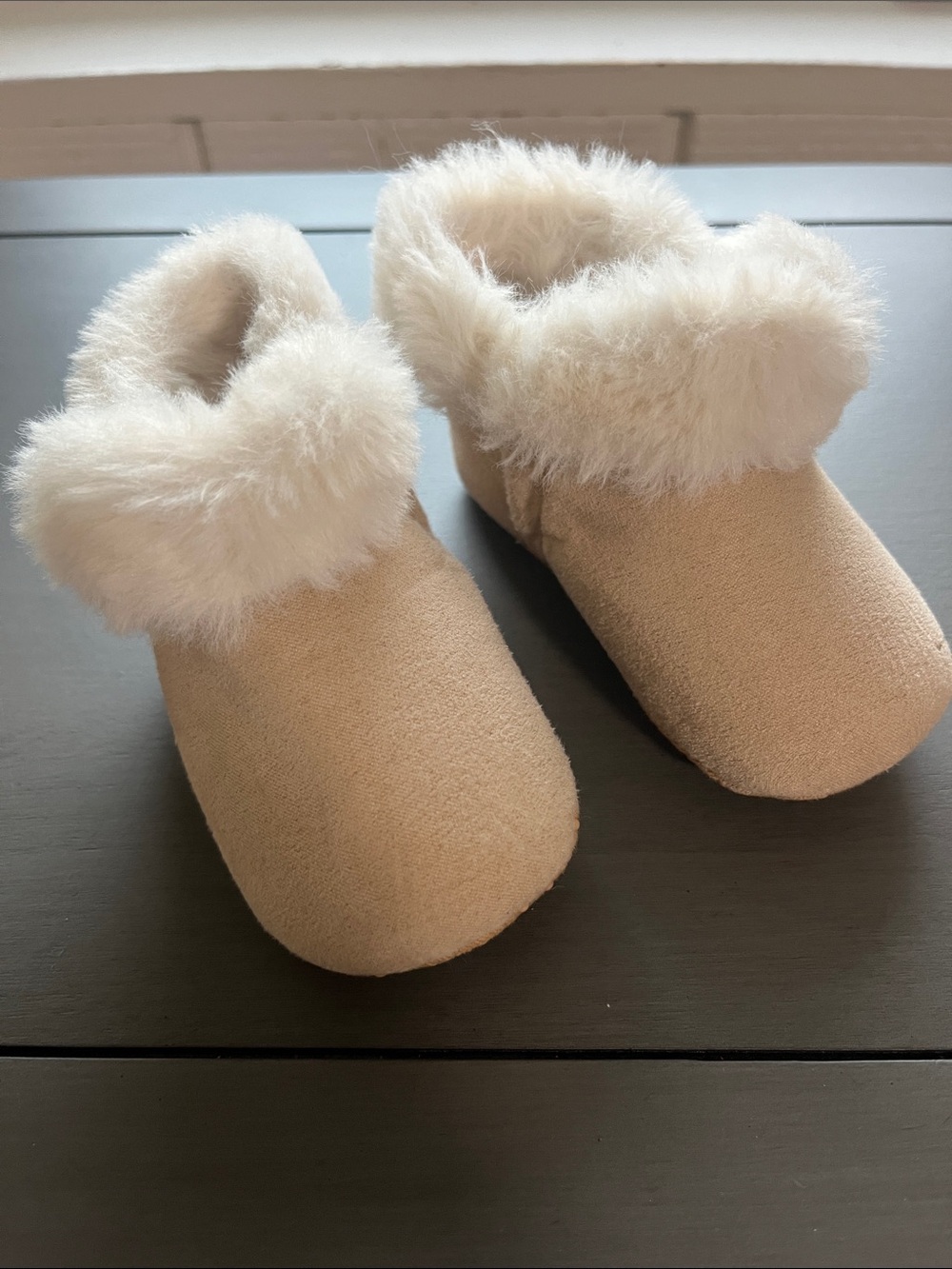 Cozy Cream Faux-Fur Lined Baby Booties